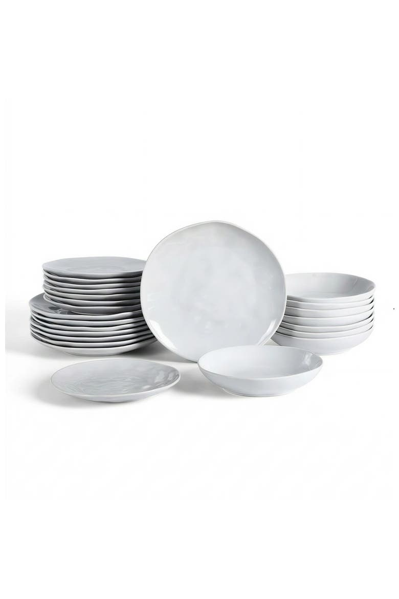 Harper Stoneware 24-Piece Dinnerware Set, Main, color, White