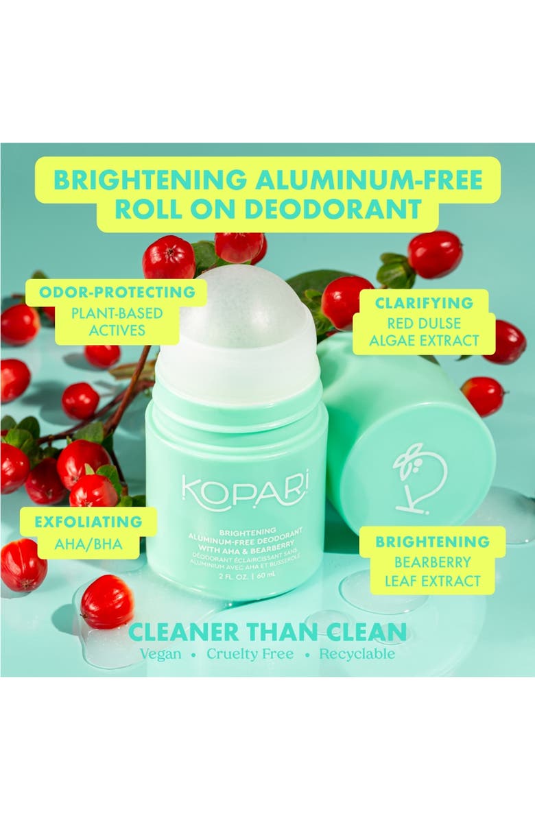 Kopari Brightening Aluminum-Free Roll-On Deodorant with AHA & Bearberry, Alternate, color, 