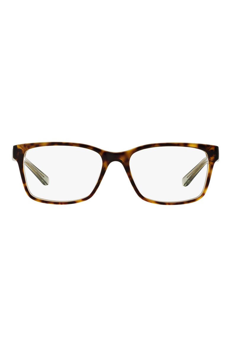 52mm Rectangle Optical Glasses, Main, color, BROWN/ CRYSTAL GREEN