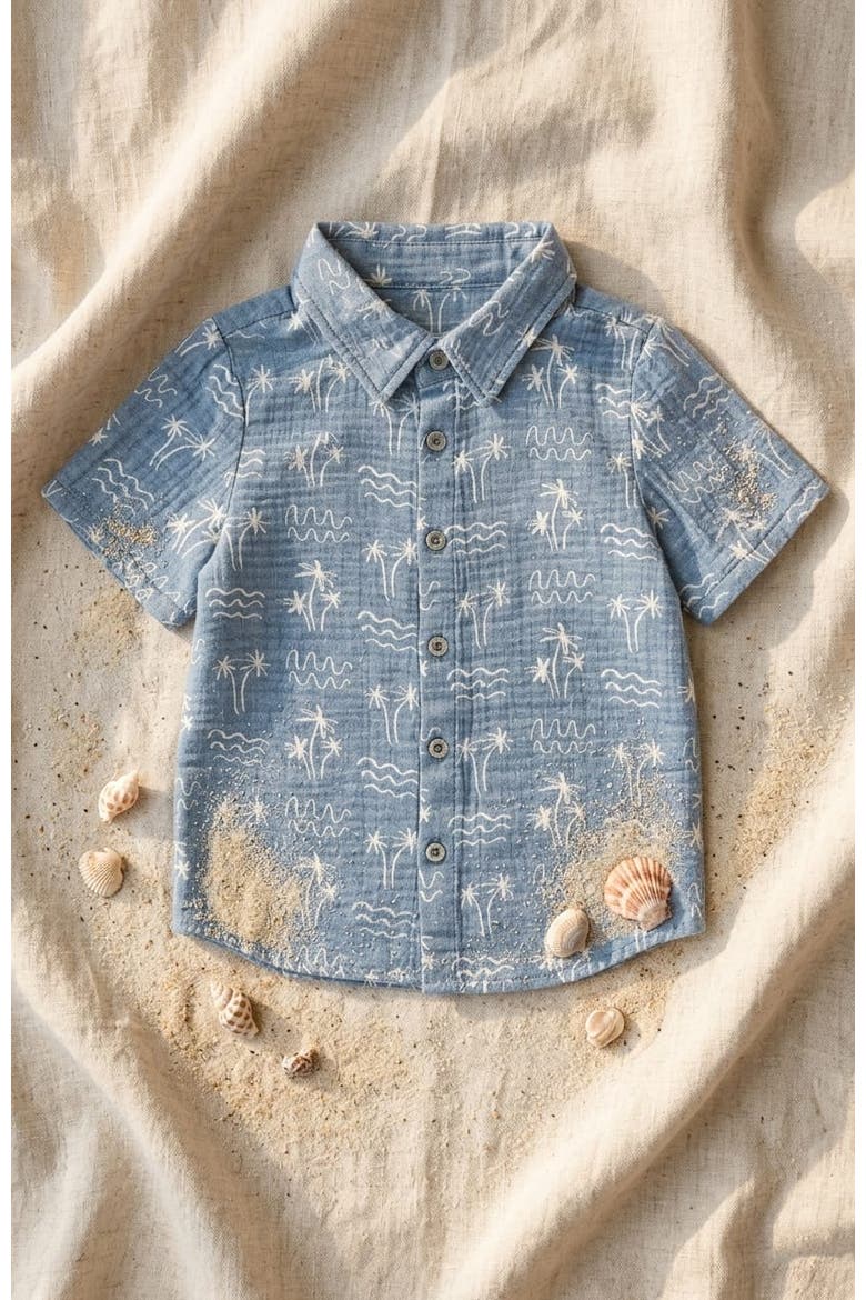Jerry Cotton Short Sleeve Buttondown, Alternate, color, Denim Blue