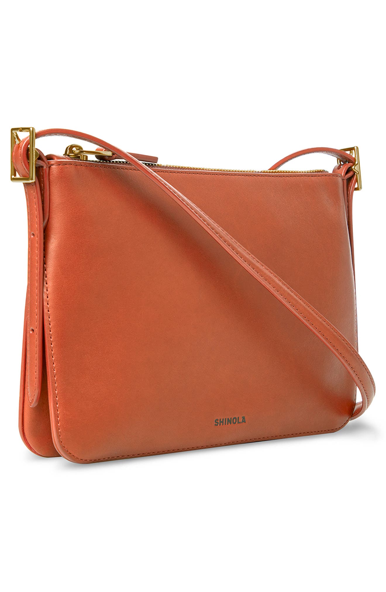 Shinola Small Bixby Accordion Leather Crossbody Bag, Alternate, color, Rust