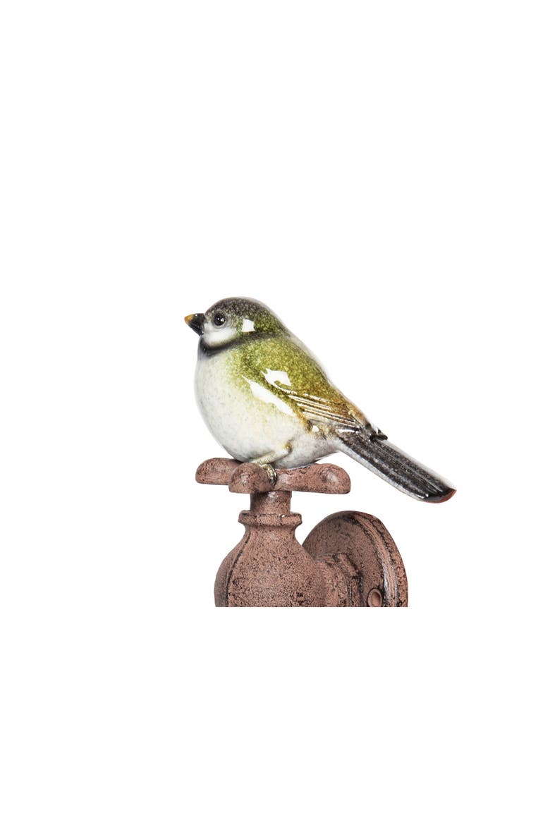 House Sparrow Bird Sitting on Water Faucet Spigot Decorative Rustic Car Keys Coat Jacket Wall Hanging Hook, Alternate, color, Yellow