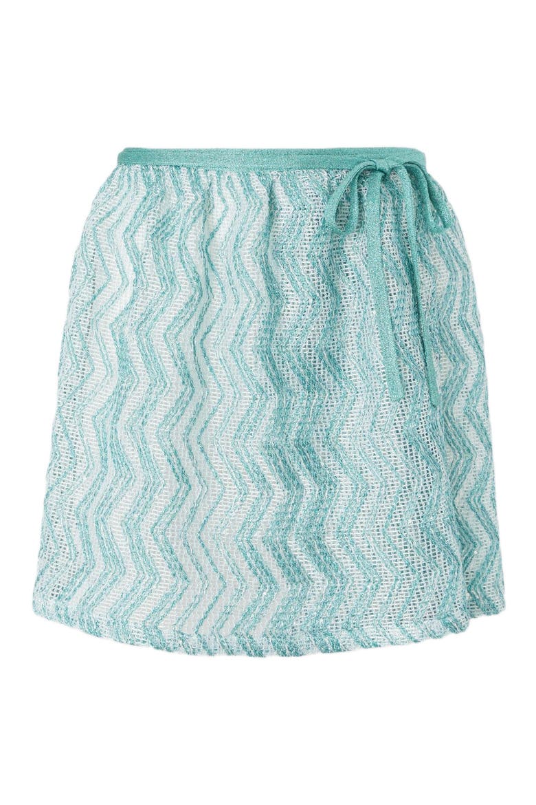 Zigzag Mesh Pareo Mini Skirt With Sequins, Alternate, color, Light Blue
