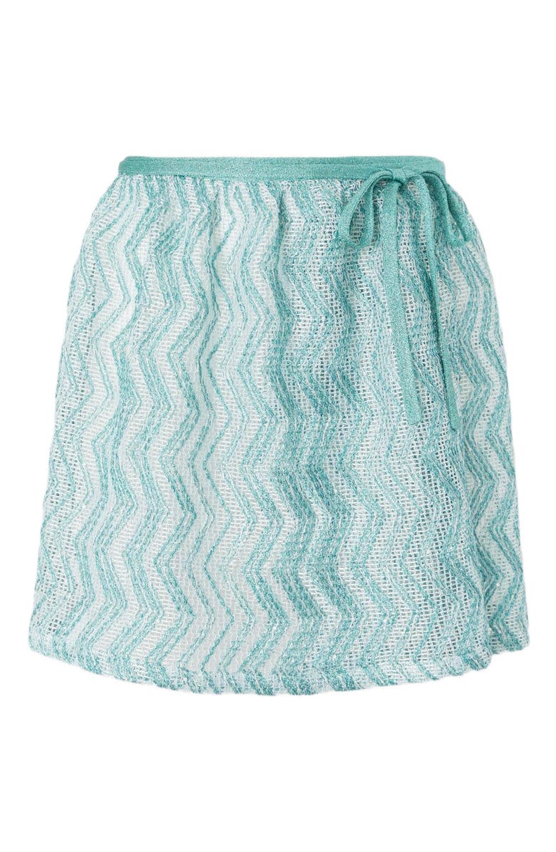 Missoni Zigzag Mesh Pareo Mini Skirt With Sequins, Alternate, color, Light Blue