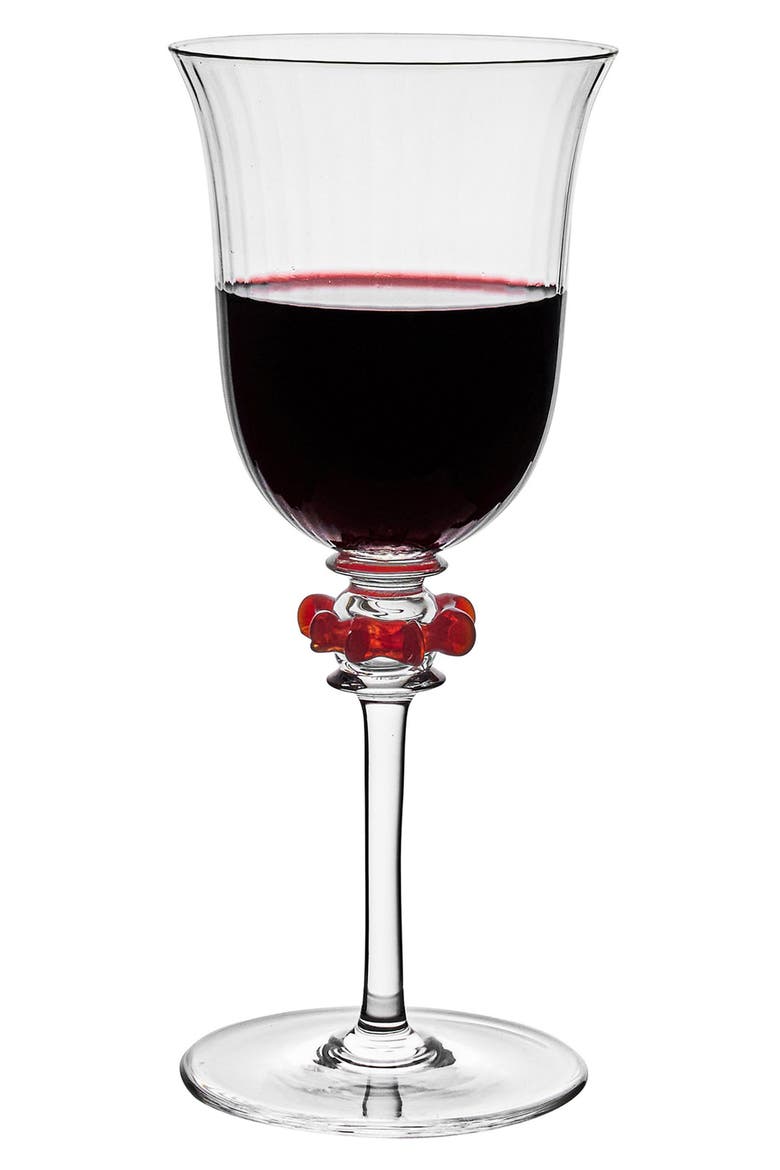 Nell Ruffle Wine Glass, Alternate, color, RUBY