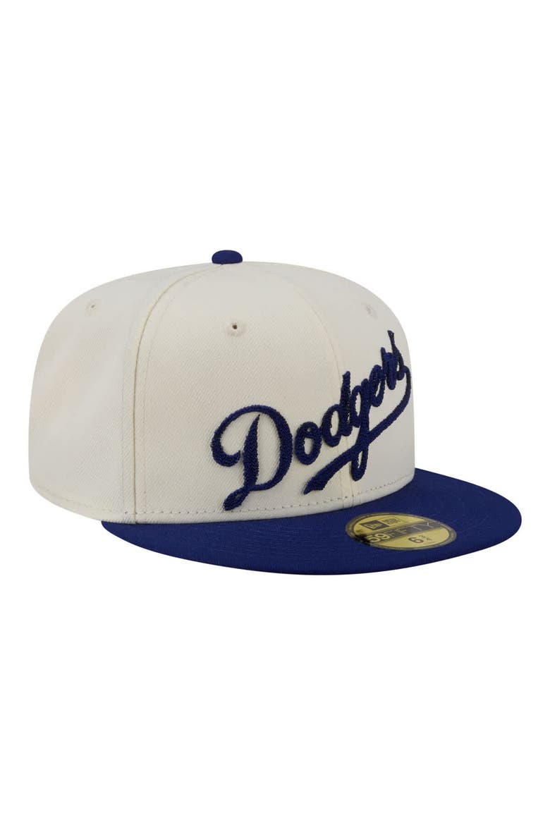 Men's New Era  Cream Los Angeles Dodgers Two-Tone Stitch 59FIFTY Fitted Hat, Alternate, color, Cream