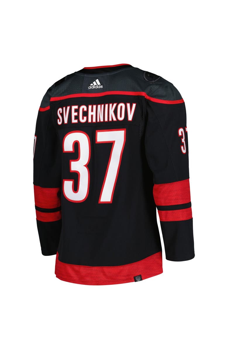 adidas Men's adidas Andrei Svechnikov Black Carolina Hurricanes Home Primegreen Authentic Player Jersey, Alternate, color, 