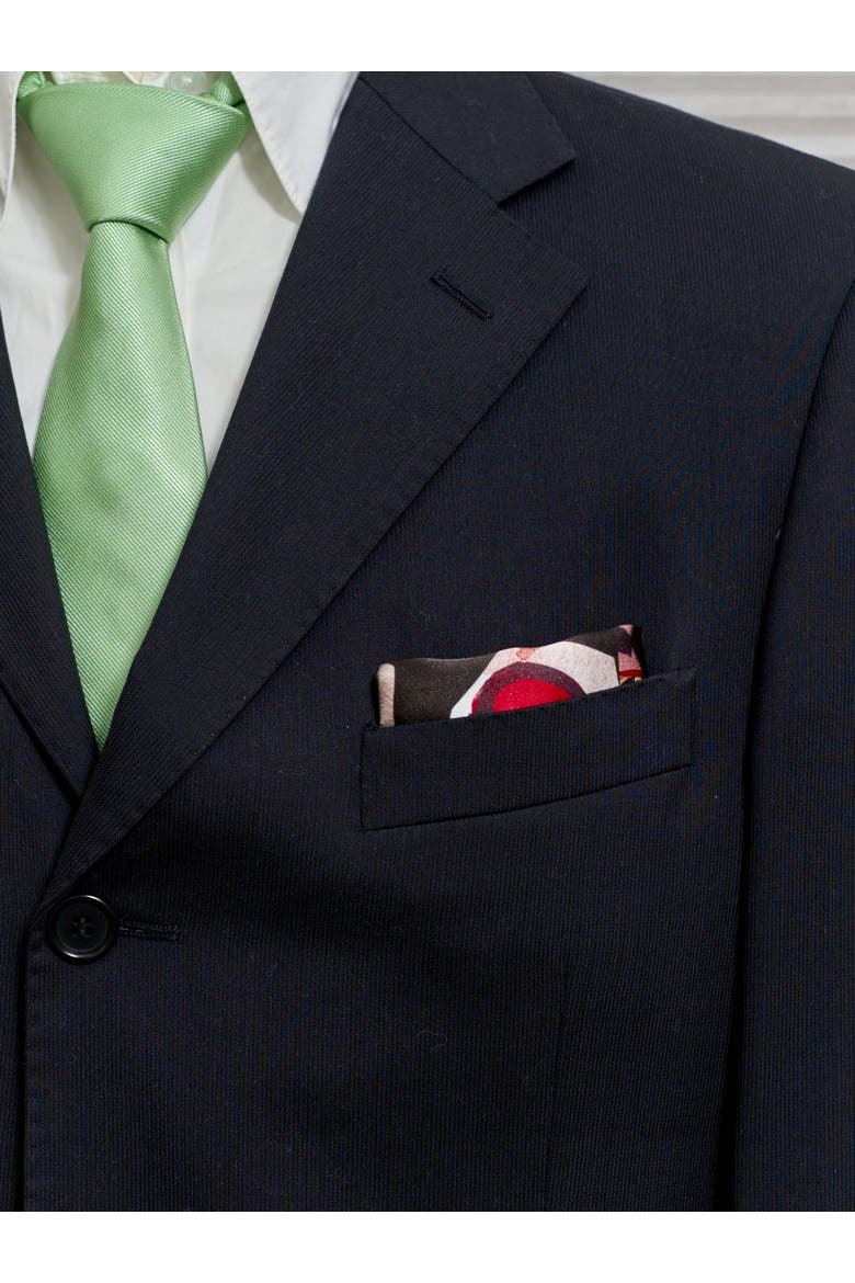"Little Egret" Silk Pocket Square, Alternate, color, Green