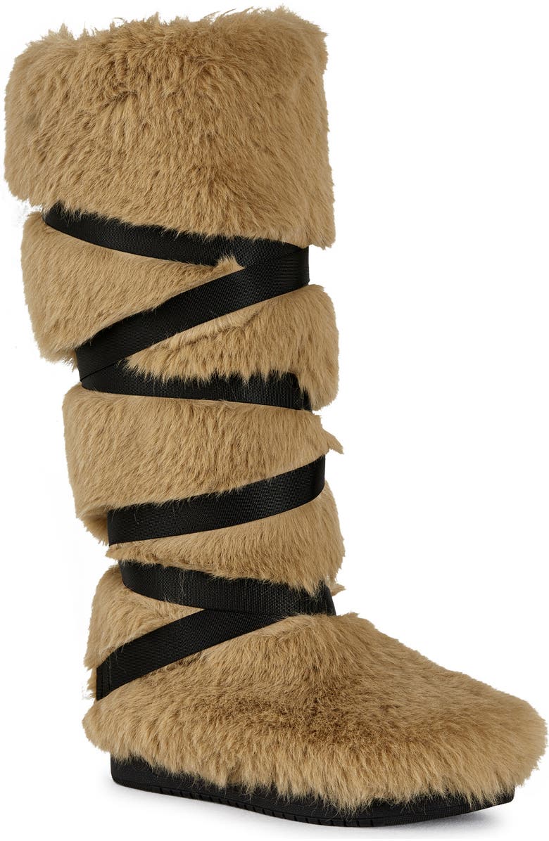 AZALEA WANG Tzila Faux Fur Knee High Boot, Main, color,