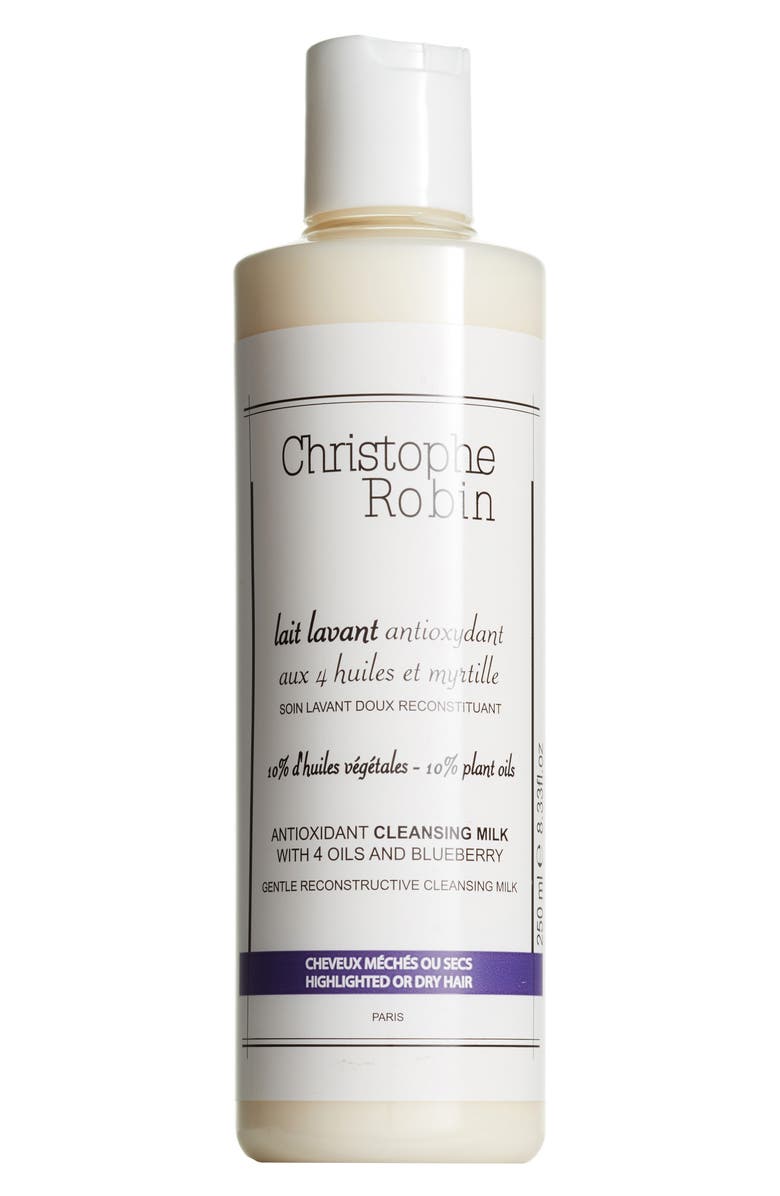 Christophe Robin Antioxidant Cleansing Milk Shampoo with 4 Oils and Blueberry, Main, color,