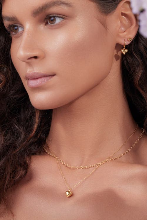Bearfruit Jewelry Puffed Heart Necklace & Huggies Set In Gold