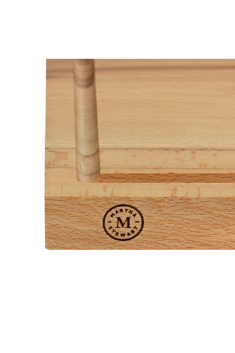 Goswell 3 Piece Carving Board and Cutlery Set in Cream, Alternate, color, Brown