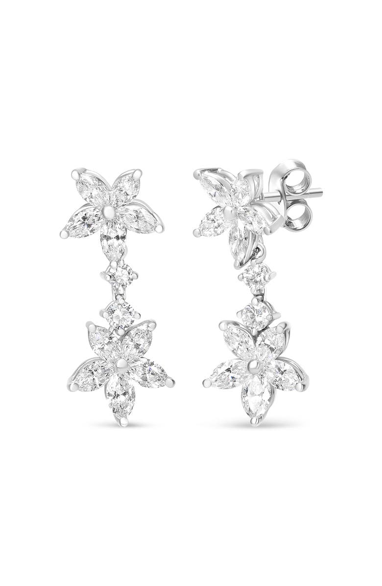 Haus of Brilliance 18k White Gold 6 Ctw Marquise Diamond Floral Dangle Drop Earring, Main, color, White
