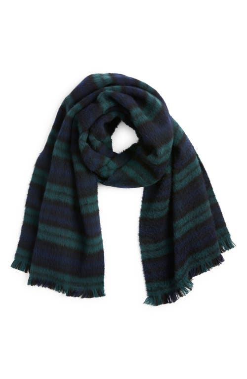 Nordstrom Exploded Plaid Merino Wool Scarf In Black