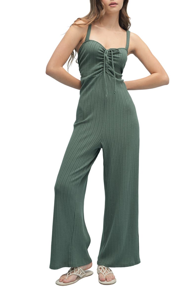 Sweetheart Neck Wide Leg Jumpsuit, Main, color, GREEN