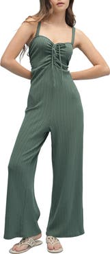 WISHLIST Sweetheart Neck Wide Leg Jumpsuit