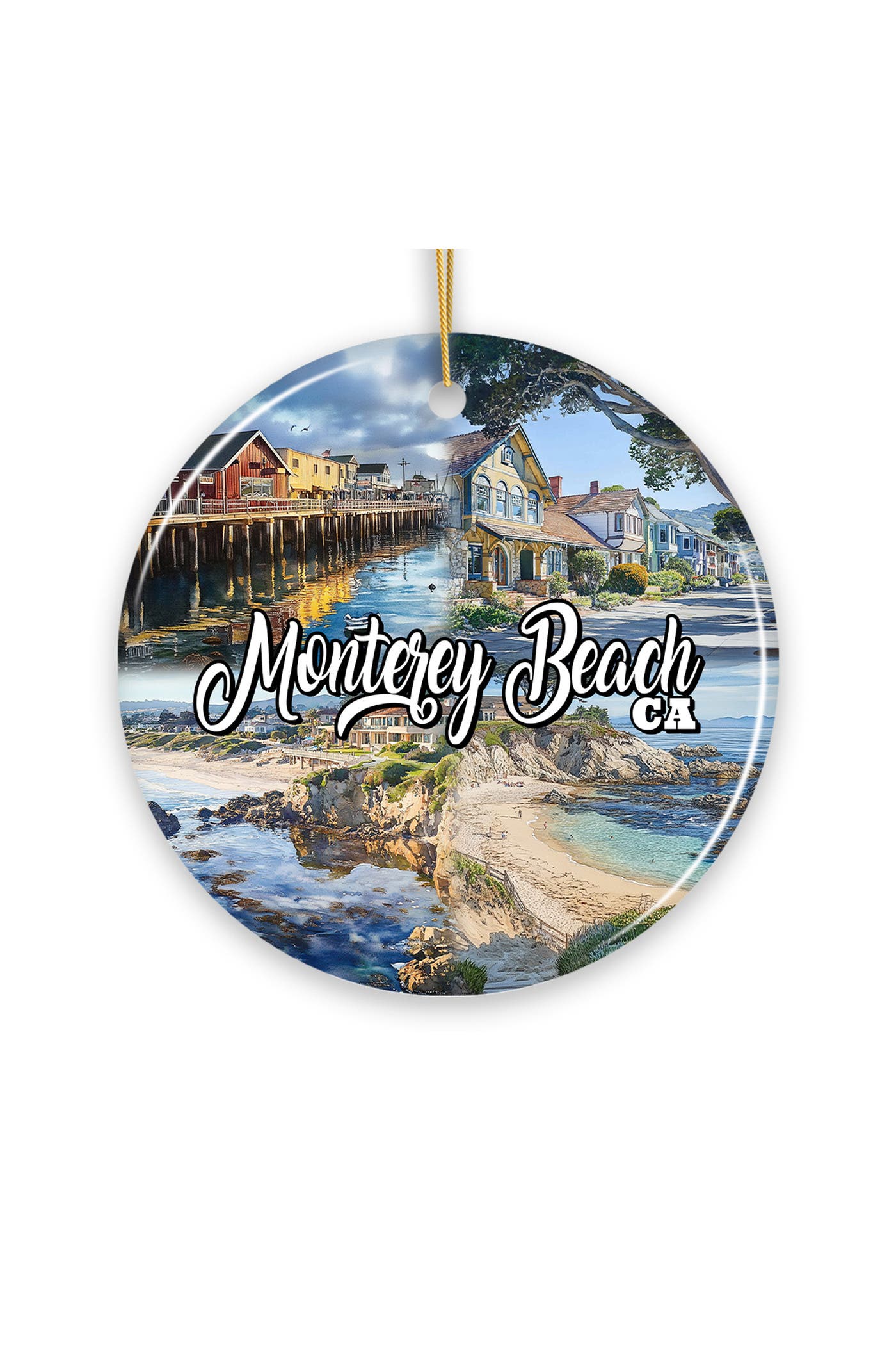 OrnamentallyYou Monterey Beach California Coastal Ornament - Version 2 ...