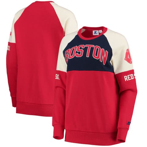Women's Starter Red/Navy Boston Red Sox Baseline Raglan Pullover Sweatshirt