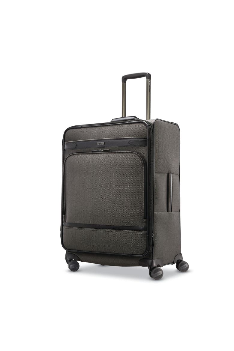 Herringbone Deluxe Journey Expandable 26" Medium Checked Spinner Luggage, Main, color, Black Herringbone