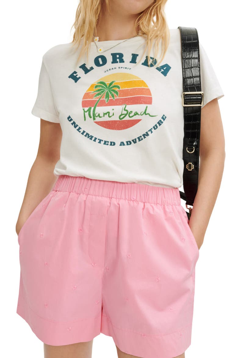 Embroidered Pull-On Shorts, Main, color, ROSE