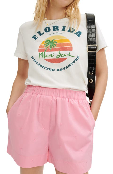 Embroidered Pull-On Shorts