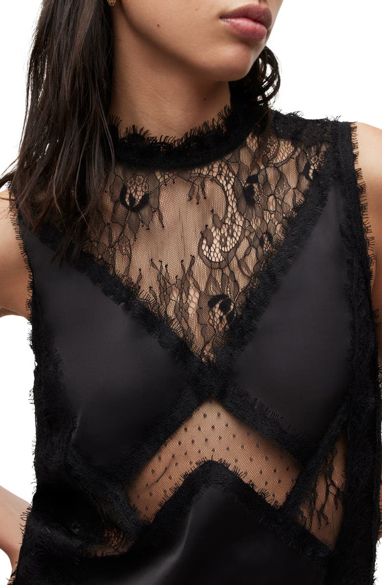 AllSaints Mila Lace & Satin Dress, Alternate, color,