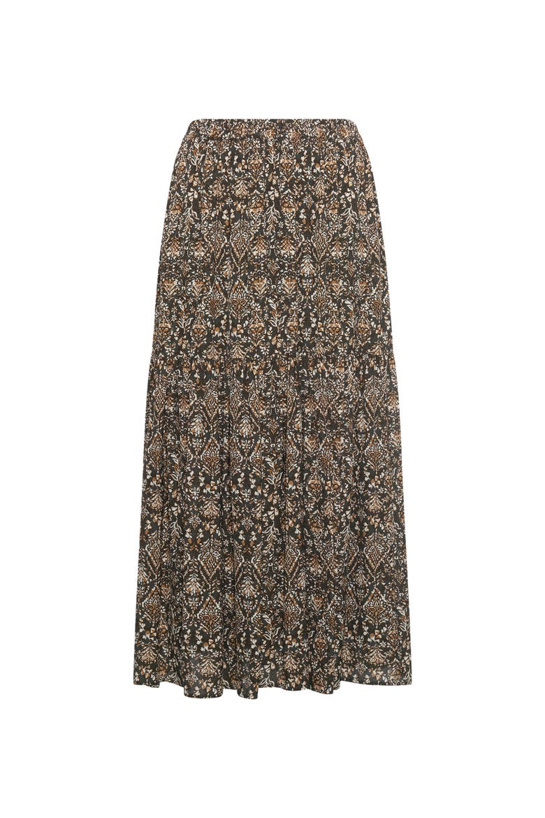 Billie Flared Printed Midi Skirt, Alternate, color, Medium Khaki