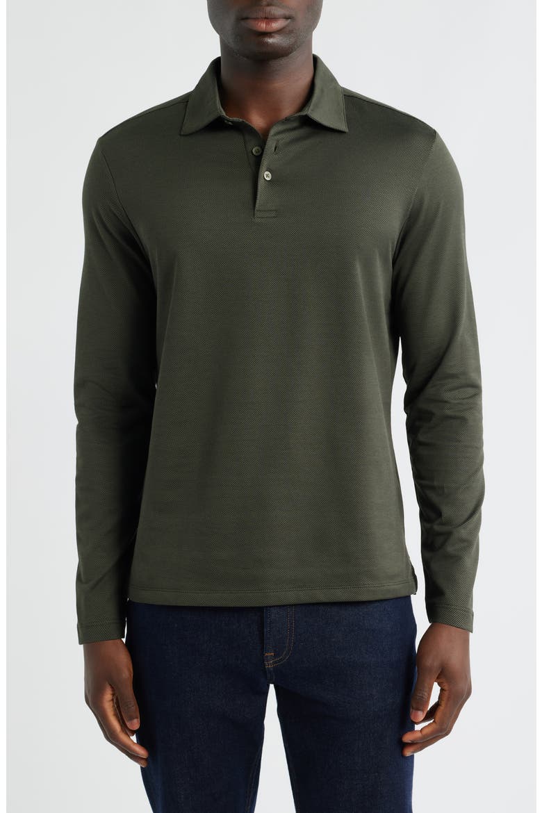 Luciano Long Sleeve Twill Polo, Main, color, OLIVE