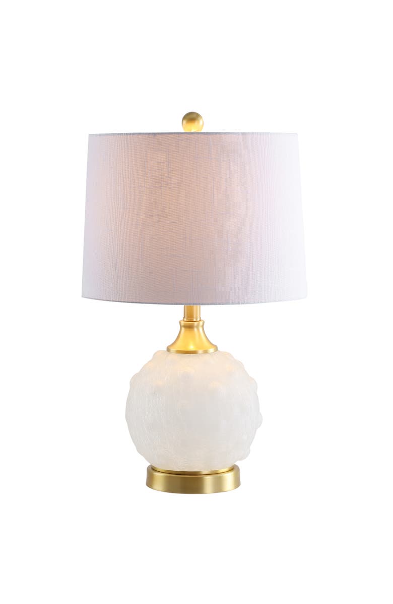 JONATHAN Y Ilsa Dotted Glass/Metal LED Table Lamp, Main, color, White/Brass Gold