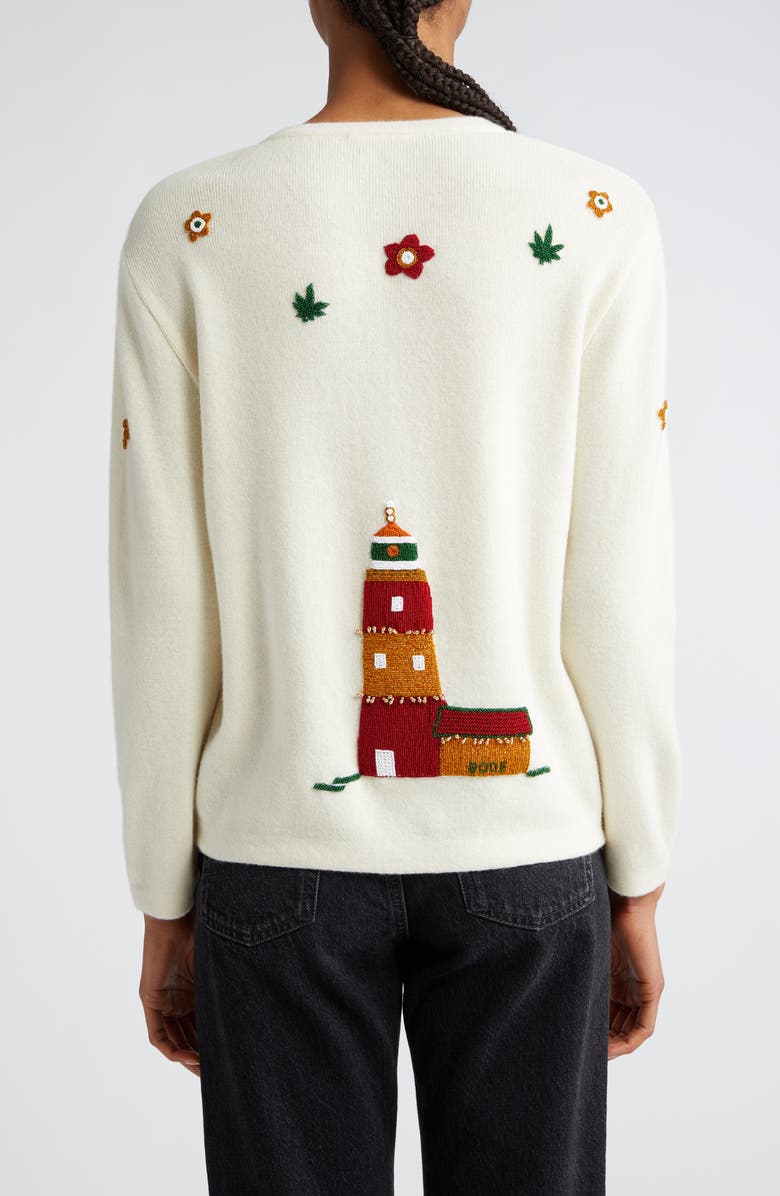 Bode Chatham Beaded Merino Wool & Cashmere Rib Cardigan, Alternate, color,