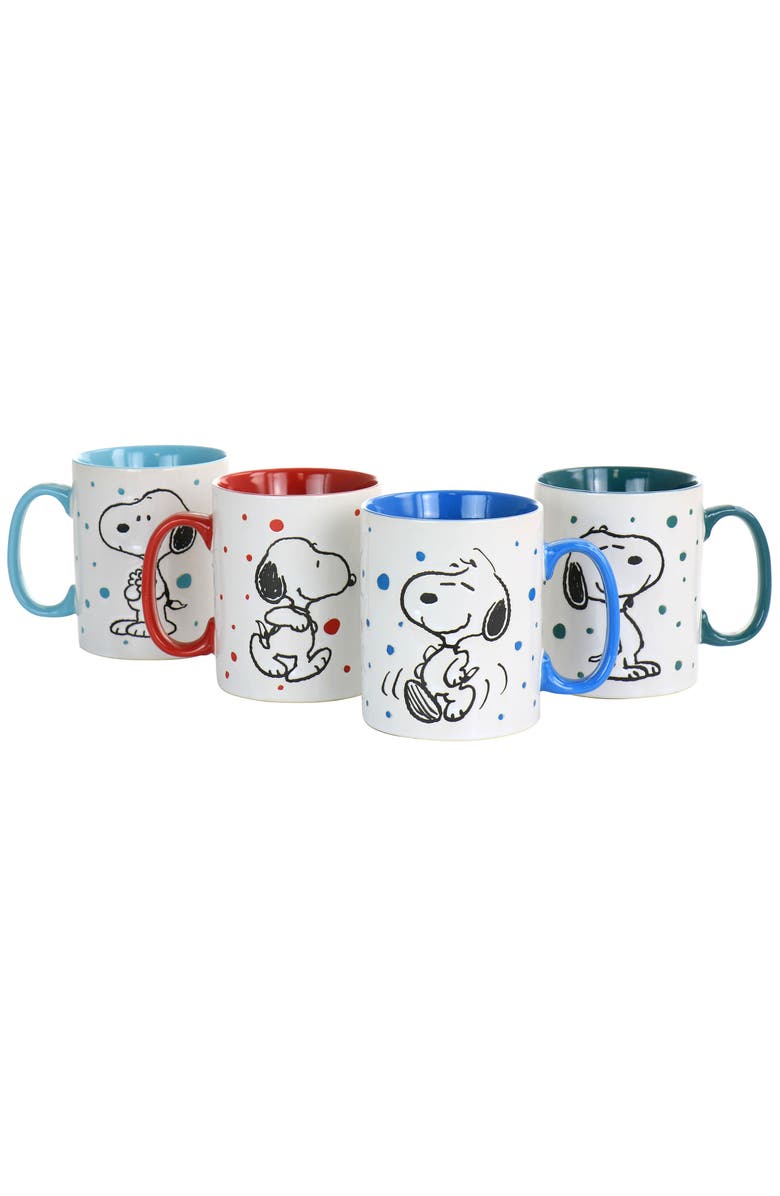 PEANUTS Freckled Joy 15oz Stoneware 4 Piece Mug Set, Main, color, White