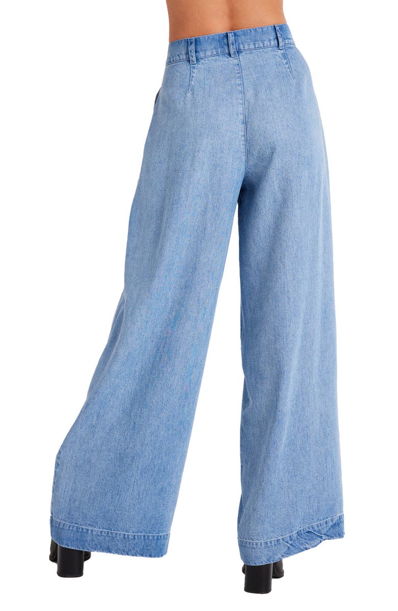 Bella Dahl Greta Pleated Wide Leg Denim Pants, Alternate, color,