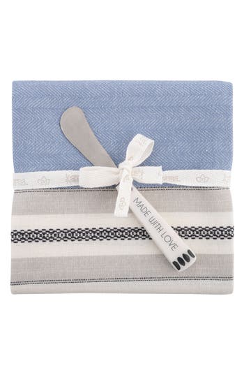 Karma Gifts Lisbon Tea Towel & Spreader Knife Set In Periwinkle