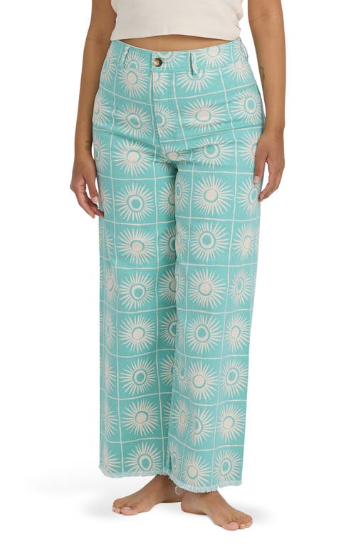Billabong Free Fall Print Wide Leg Twill Pants In White