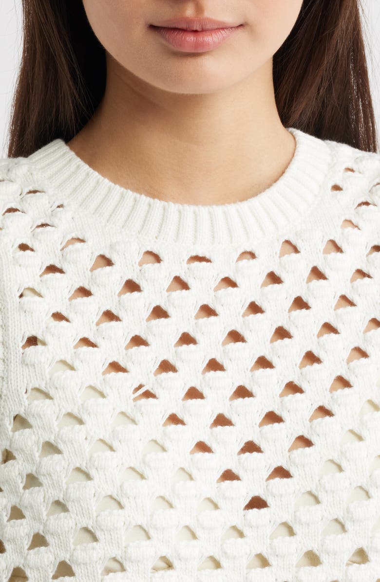 ALIGNE Jeanie Open Stitch Sweater Tank, Alternate, color, White