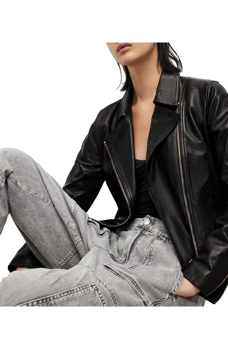 AllSaints Vela Leather Biker Jacket, Alternate, color,