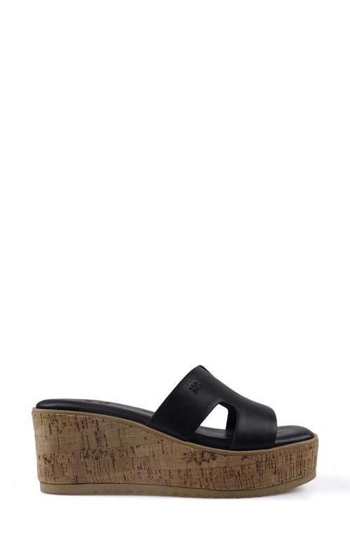 National Comfort Maxinne Platform Wedge Sandal In Black Leather