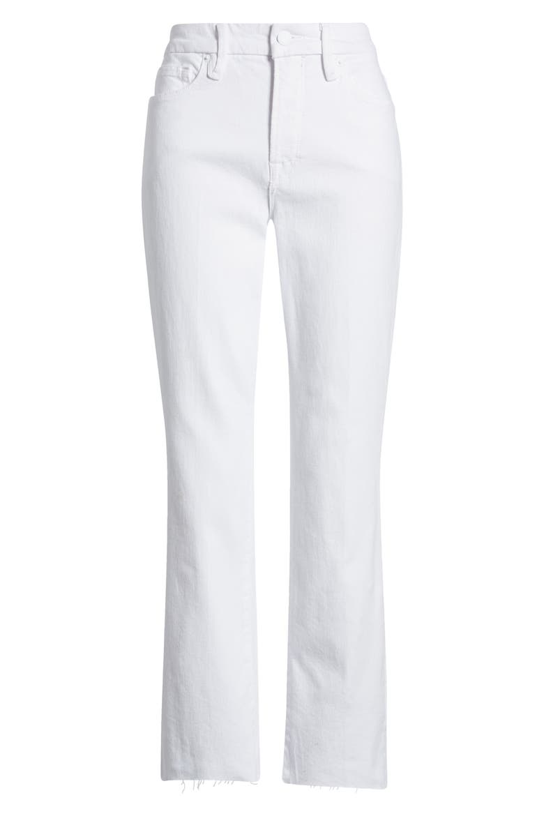 Good Straight High Waist Raw Hem Straight Leg Jeans, Alternate, color, WHITE 037