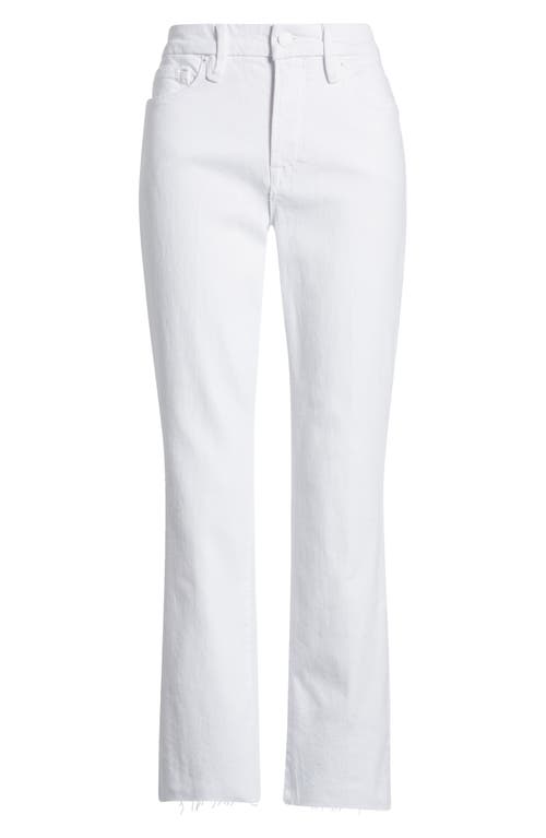 Good American Good Straight High Waist Raw Hem Straight Leg Jeans In White 037