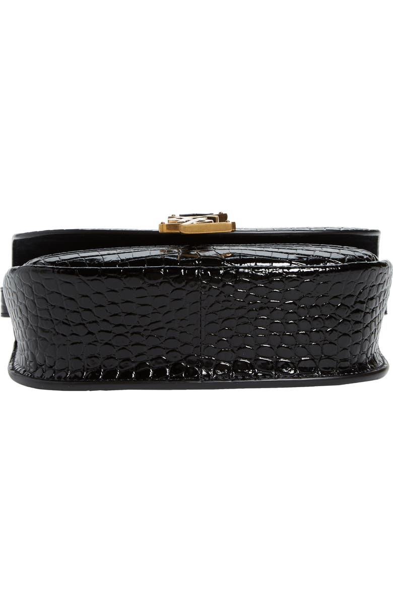 Saint Laurent Kaia Croc Embossed Leather Crossbody Bag, Alternate, color,