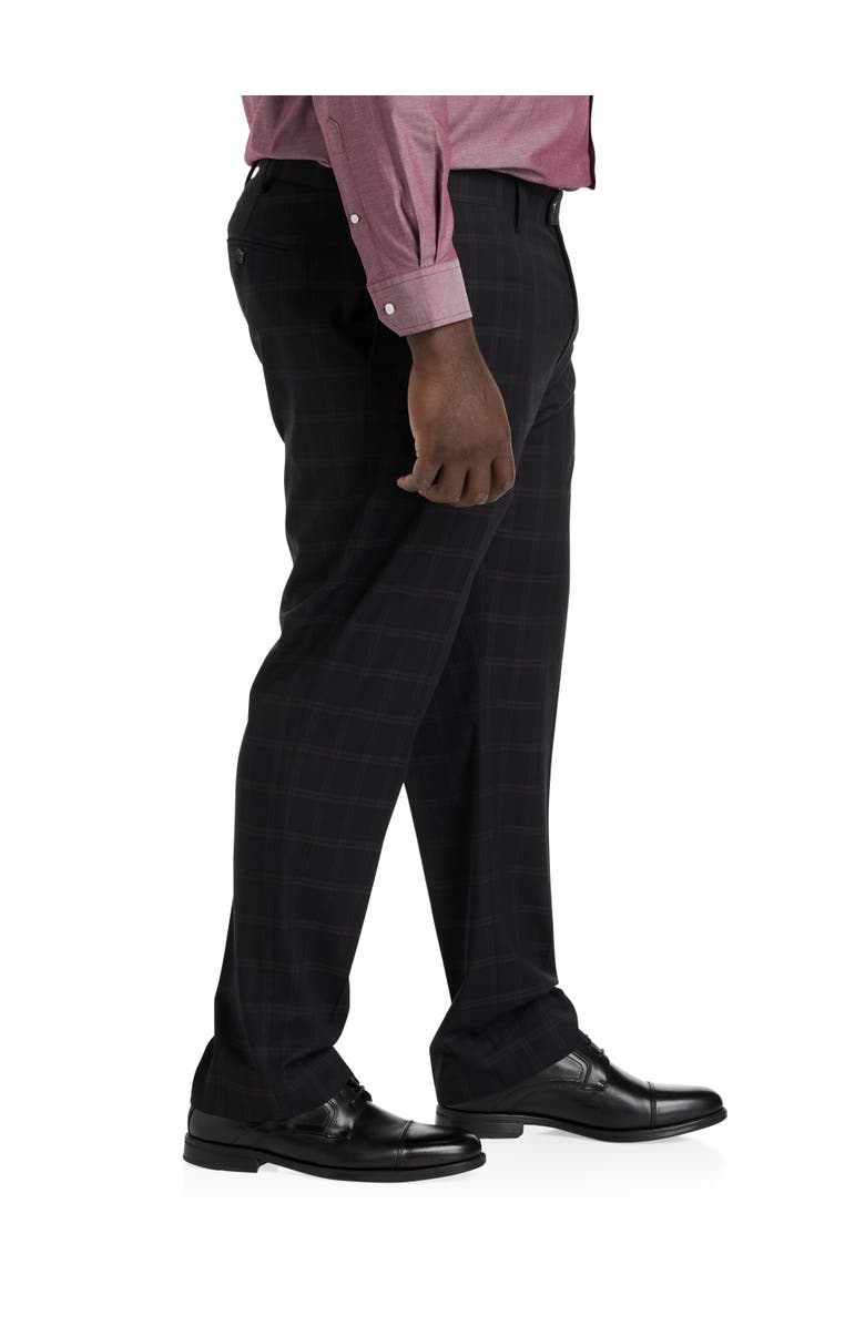 Oak Hill by DXL Waist-Relaxer Plaid Flat-Front Dress Pants, Alternate, color, Black Purple