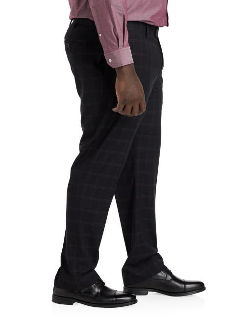 Oak Hill By Dxl Oak Hill Waist-relaxer Plaid Flat-front Dress Pants In Black Purple