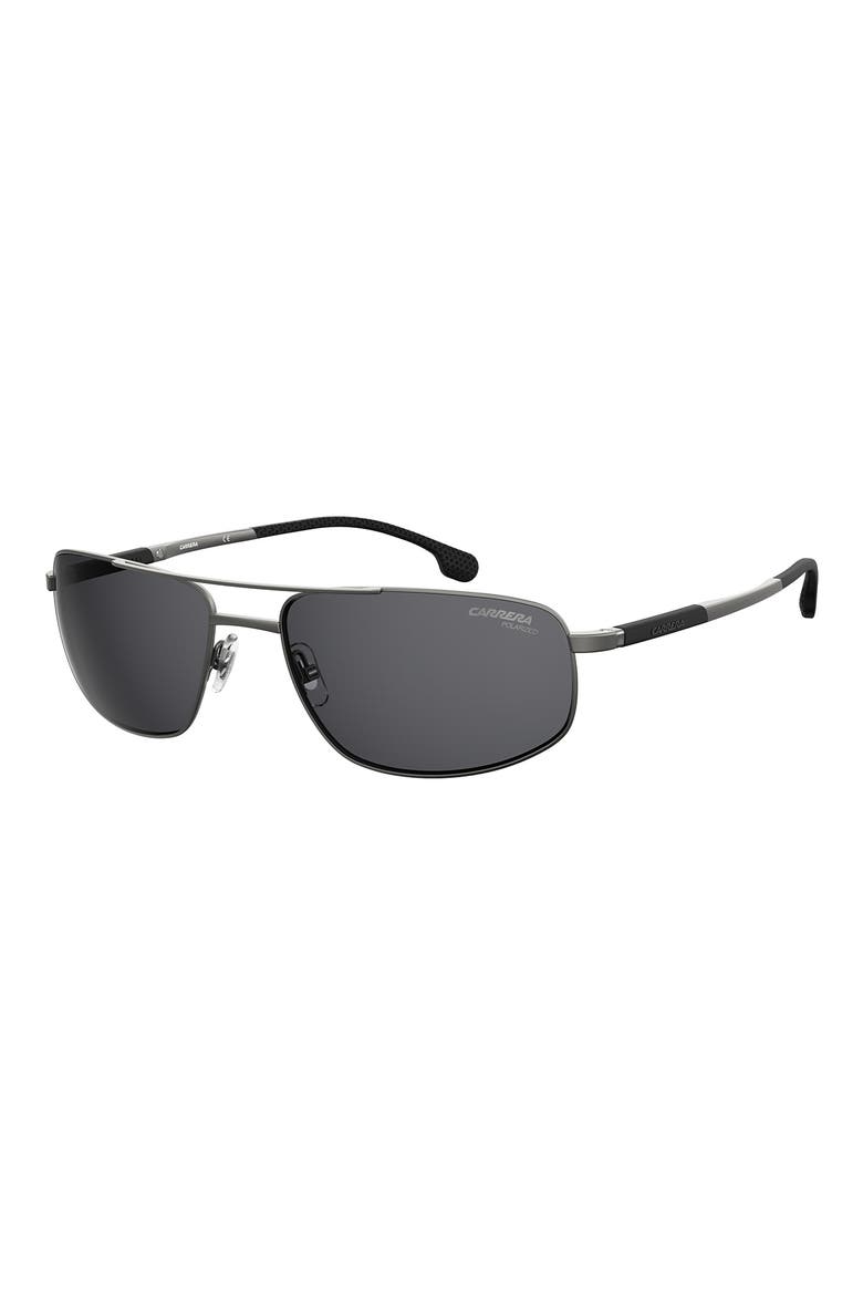 8036/S 62mm Polarized Rectangular Aviator Sunglasses, Alternate, color, MATTE DARK RUTHENIUM