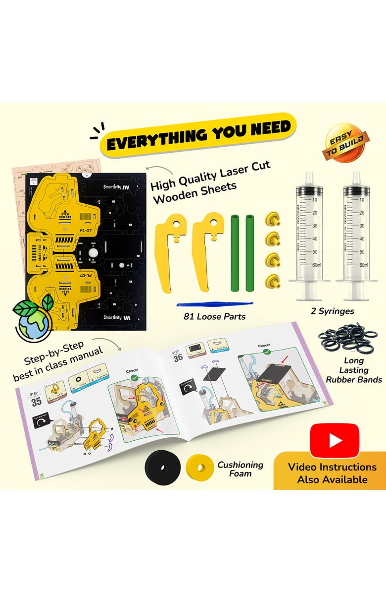 Smartivity Hydraulic Forklift Diy Stem Wooden Building Set, Alternate, color, Multicolored