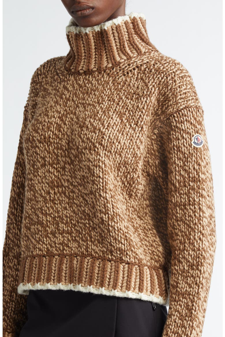 Marled Virgin Wool Blend Turtleneck Sweater, Alternate, color, BEIGE