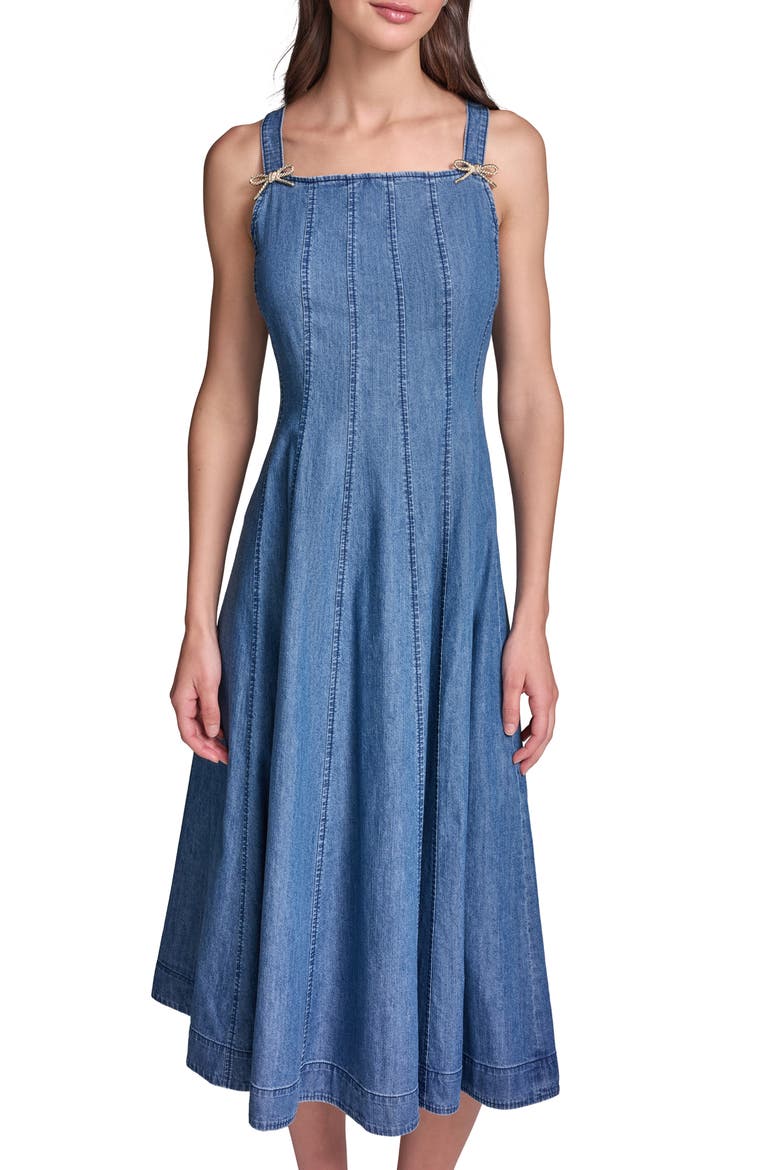 Chambray Fit & Flare Midi Dress, Alternate, color, CHAMBRAY