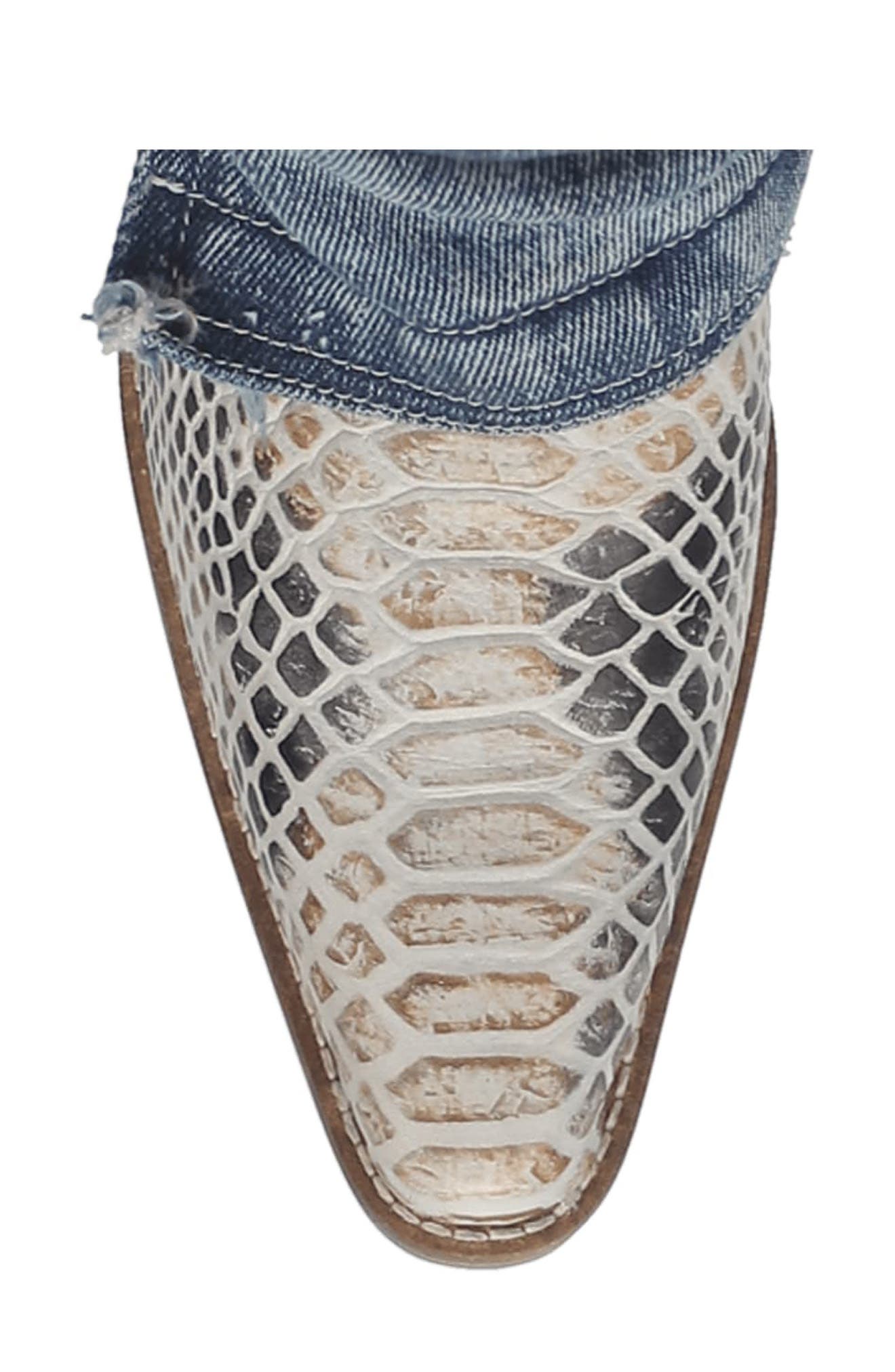 Dingo Knee High Denim & Snakeskin Embossed Western Boot, Alternate, color, Blue