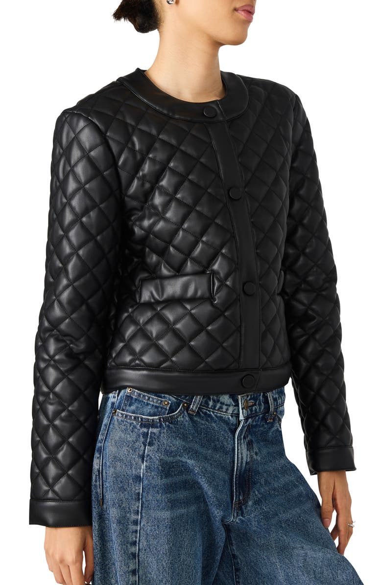 Steve Madden Quilted Faux Leather Jacket, Alternate, color, Black