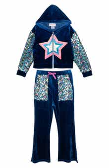 Kids' Sequin Velour Zip Hoodie & Sweatpants Set