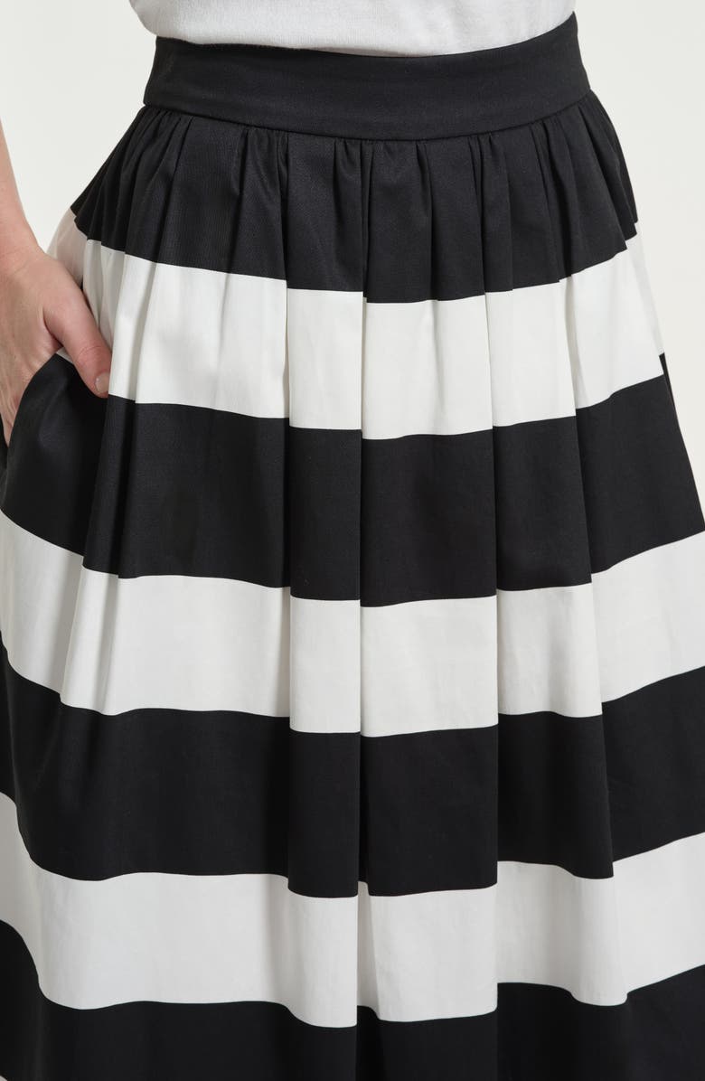 Isaac Mizrahi New York Wide Stripe Stretch Cotton Maxi Skirt, Alternate, color, Black/ White